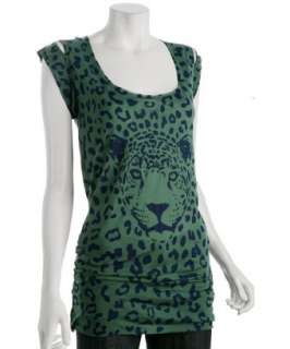 Torn emerald cheetah print jersey Cora t shirt   