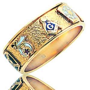  Mens 14K Yellow Gold Masonic Ring Jewelry