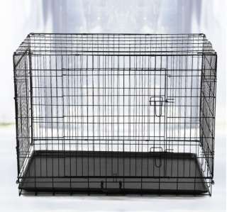 48 2 Doors Large Folding Pet Dog Crate Cage Kennel With Strong Wire 
