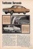 1964 PLYMOUTH BARRACUDA 64 CUDA VERY NICE PRINT AD  