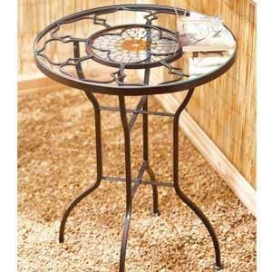  Side Table with Mosaic Center Patio, Lawn & Garden