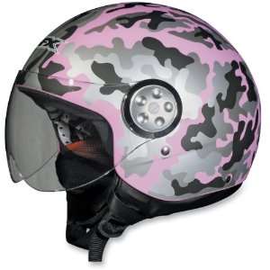   FX 42A Pilot Style Open Face Motorcycle Helmet Camo Pink Automotive