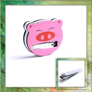  2 In1 Pink Pig Nail Art Clippers Scissors File Manicure 