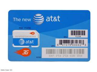   AT&T 3G SIM Card SKU 71234 For Go Phone & Prepaid Plans FREE TRACKING