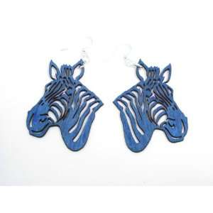  Aqua Marine Zebra Wooden Earrings GTJ Jewelry