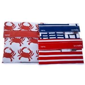   in Orange Crab) and Two Snack Bags (in Red Stripe & Navy Blue Circuit