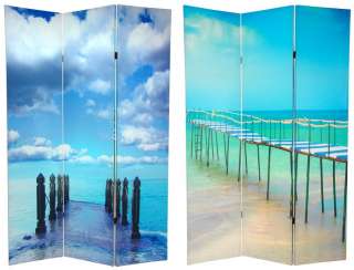 ft. Tall Double Sided Ocean Room Divider 3 Panel  