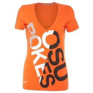  Nike Womens Oklahoma State University Deep V Blended T 