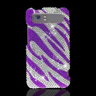 Purple ZEBRA Rhinestone DIAMOND Case for AT&T HTC VIVID PH39100 Bling 