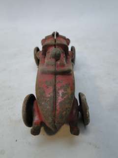 ANTIQUE CAST IRON TOY RACE CAR AND DRIVER 1930s OLD RED RACER racecar 