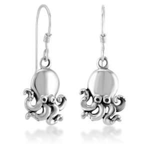 925 Sterling Silver Cute Octopus Dangle Earrings 1, Fashion Jewelry 