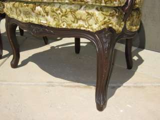   of Louis XV Style French Provincial Bergere Chairs with Cane Backing
