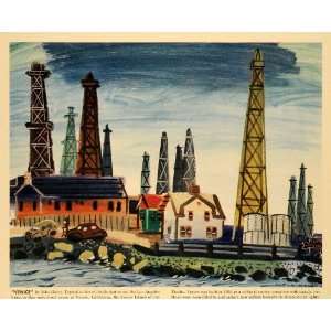   Derrick Oil Field Industry   Original Color Print