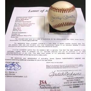 Mickey Mantle Autographed Ball   Full Letter JSA Authenticity Letter
