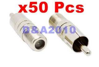 50Pcs Lot F Type Coaxial Coax Jack Female to RCA Plug Male Adapter 