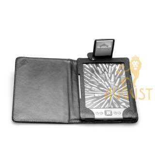   BLACK REAL LEATHER COVER CASE WITH BUILT IN LED READING LIGHT  