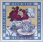 Blue Delft Ceramic Accent Tile Mural Tea Cups Red Roses 6X6 Kiln 