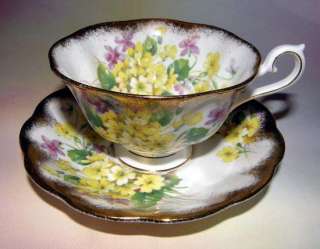 Purple & Yellow Flowers Royal Albert Tea Cup and Saucer Set  