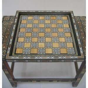  NEW NICE MOSAIC WOOD CHESS CARDS GAME BOARD WITH FREE 