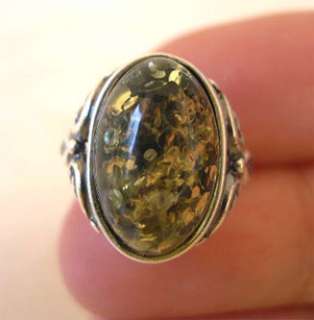   , BUTTERSCOTCH or CHERRY AMBER & STERLING SILVER HANDMADE RING  