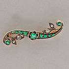 Nice #1 Natural Emerald 14K Gold Lapel Pin 2.6g  
