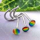 10pc 3mm Round Rainbow Color Enamel Nose Ring Stainless Steel Stud 