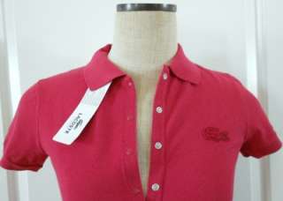 LACOSTE WOMEN Size 4 36 NWT $85 BIG Croc Polo Shirt Top RED Pique 