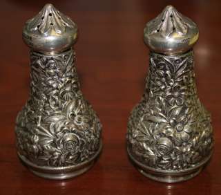   Son Repousse Sterling Silver Salt & Pepper Shakers 59A Great Condition