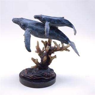 SPI Brass Humpback Whales Art Sculpture  