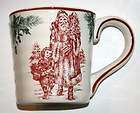 christmas toile vintage santa ceramic coffee mug hot chocolate new