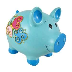   Beautiful Blue Butterfly Art Pig Piggy Bank Coin Money
