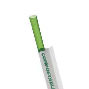   Plastic Renewable and Compostable Wrapped Straws, 7 3/4 Length (24