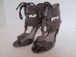 Sergio Rossi Lace Up Grey/Black Python Heels/Shoes Sz38  