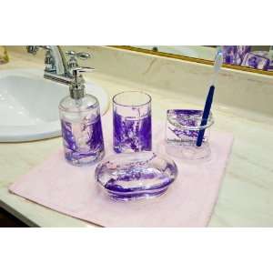  4 Piece Acrylic Bathroom Accessories Set Purple Leaf Gift 