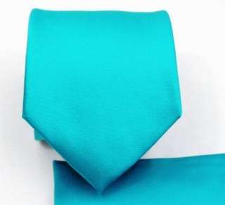  Solid Turquoise Necktie and Pocket Square Set Clothing