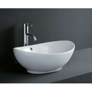   Modern Oval White Ceramic Porcelain Vessel Sink