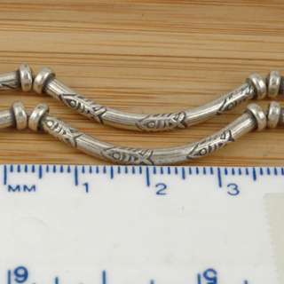 HIZE SB595 Thai Karen Hill Tribe Silver 6 CURVE TUBE Beads 34mm  