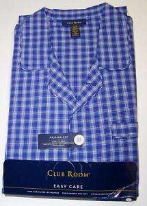 CLUB ROOM Mens Sleepwear PJ Set S Blue Plaid NEW  