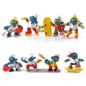 8X Pcs Smurfs Sporting Set Lots Cute Toy Figure  