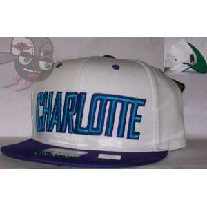  Charlotte Two Tone White/Purple Snapback Hat Cap (Hornets 