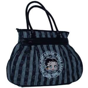   Tone Black Denim Stripes Handbag (BB60 6718.BK,BLU) 