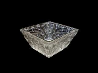 Tiffany & Co. Basketweave Crystal Square Bowl w/ Original Box  