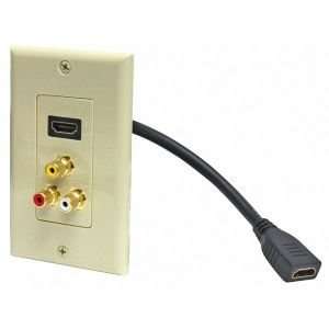  HDMI Pigtail 3 RCA Jack Wall Plate Electronics