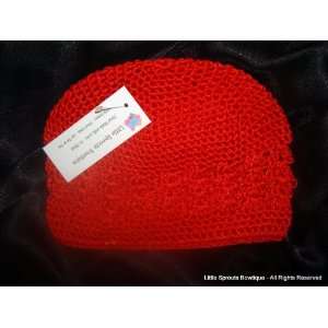  Hand Crocheted Red Infant Hat   6 to 18 Months Everything 