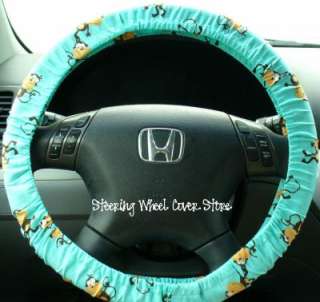 Car Steering Wheel Cover Blue Green Monkey Print NEW  
