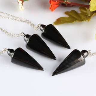 Black Agate Gemstone Dowsing Healing Pendulum Reiki  