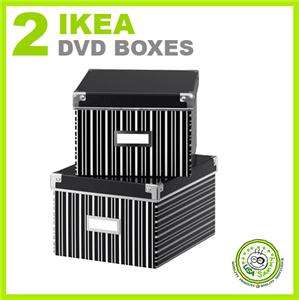 IKEA STORAGE DVD BOXES STRIPES W LIDs Container Cases  