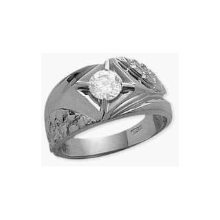   Mens White 10 Karat Gold & Cubic Zirconia Ring   10 