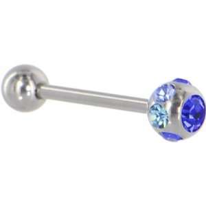  Multi BLUE TIFFANY BALL Barbell Tongue Ring Jewelry