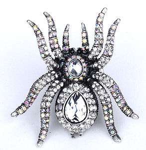 Clear swarovski crystal spider stretchy ring jewelry  